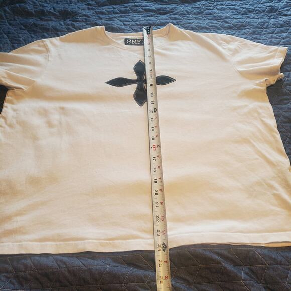 SMFK Official Size S Compass Cross Vintage Oversized Tee White FLAW - Picture 7 of 9